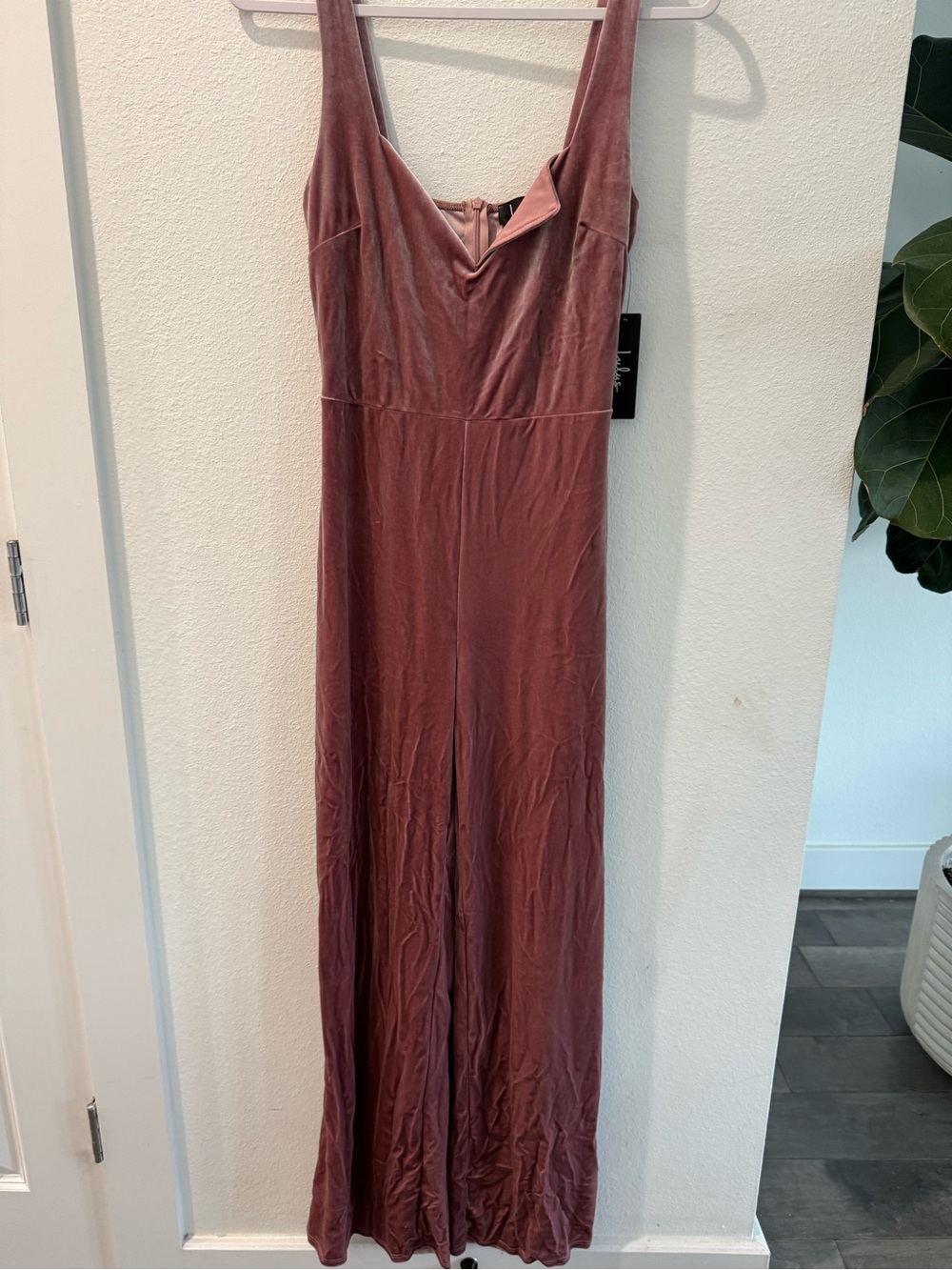 Lulu's Rose Velvet Wide-Leg Jumpsuit - Picture 2 of 6
